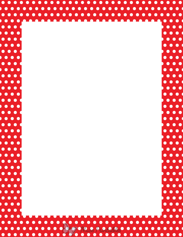 Printable White on Red Mini Polka Dot Page Border