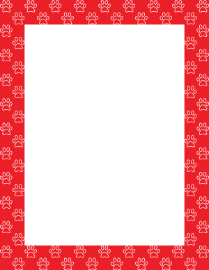 White On Red Paw Print Outline Border