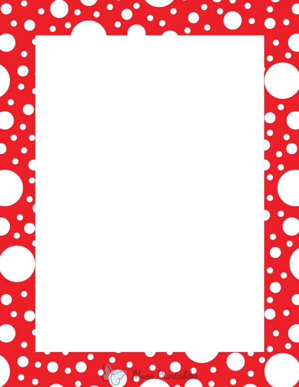 White on Red Random Polka Dot Border