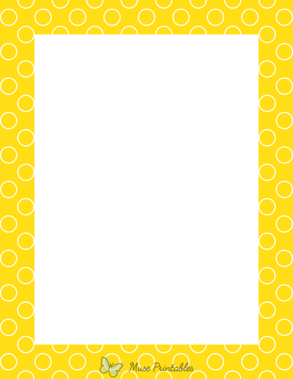 White on Yellow Circle Polka Dot Border