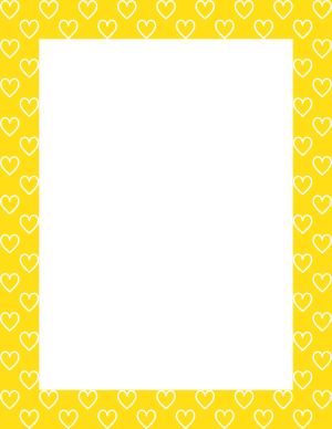 White On Yellow Heart Outline Border