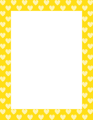 White On Yellow Heart Scribble Border