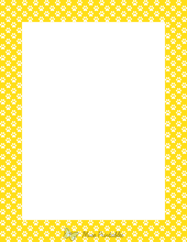 White on Yellow Mini Paw Print Border