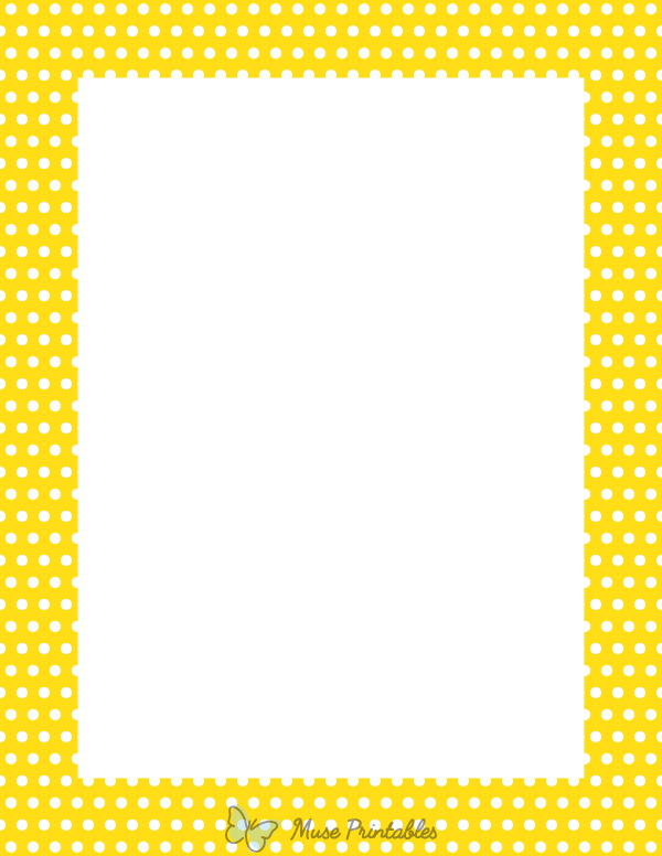 Printable White on Yellow Mini Polka Dot Page Border
