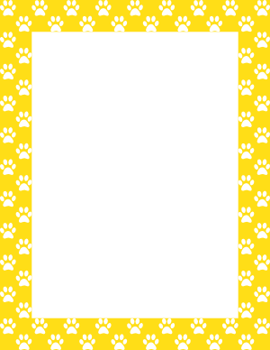 White on Yellow Paw Print Border