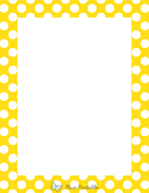 Printable White on Yellow Polka Dot Page Border