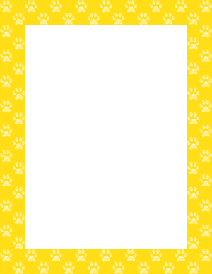 White On Yellow Scribble Paw Print Border