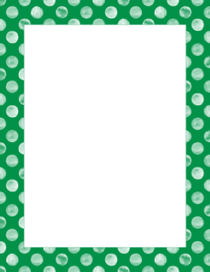 White Watercolor Polka Dots on Green Border