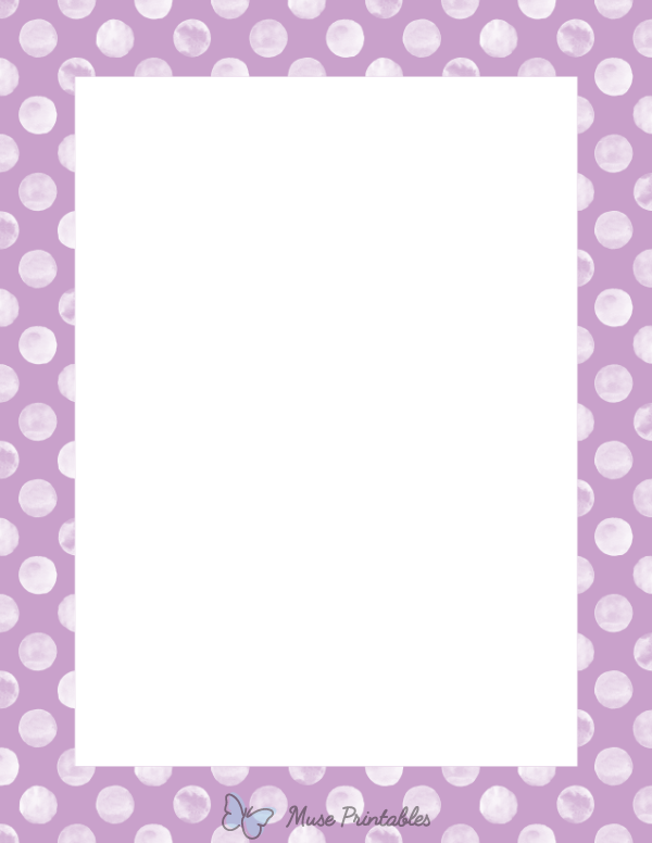 White Watercolor Polka Dots on Lavender Border