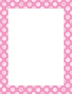 White Watercolor Polka Dots on Pink Border