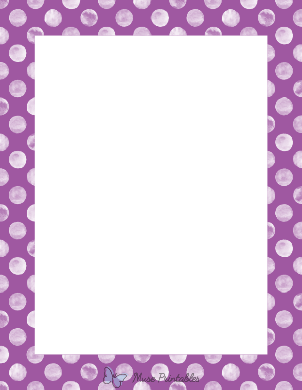 White Watercolor Polka Dots on Purple Border