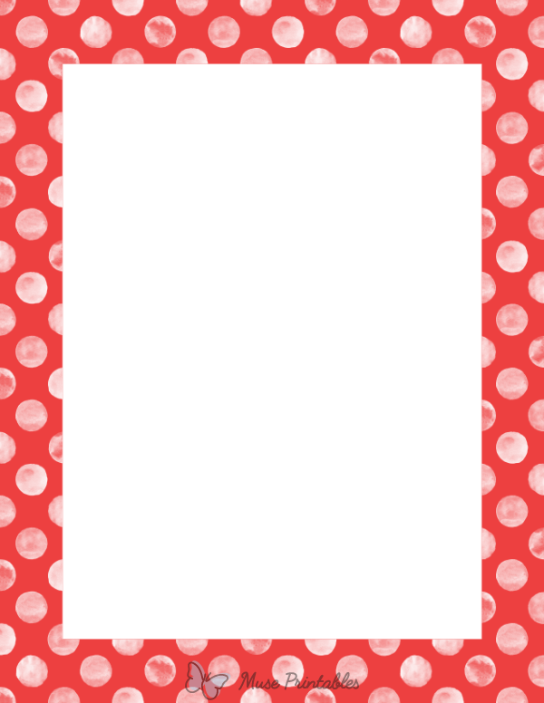 White Watercolor Polka Dots on Red Border