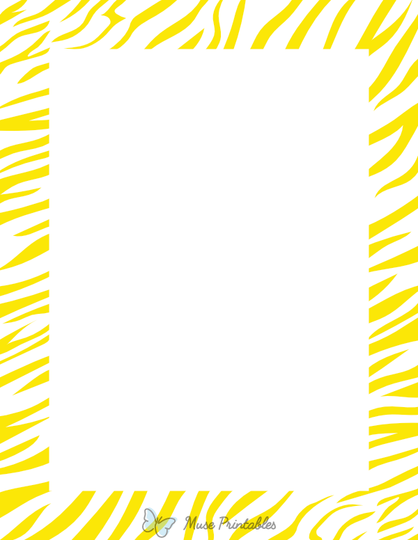 Yellow And White Zebra Print Border
