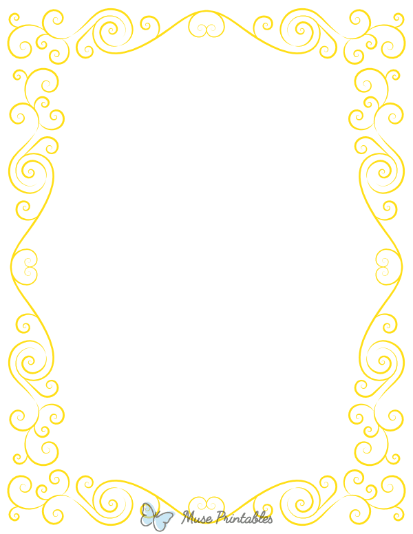 Yellow Elegant Swirl Border