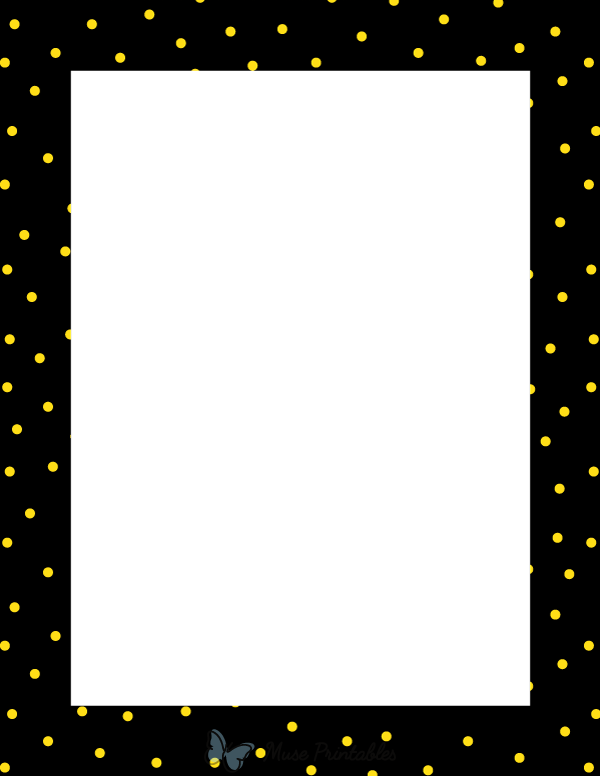 Yellow on Black Random Mini Polka Dot Border