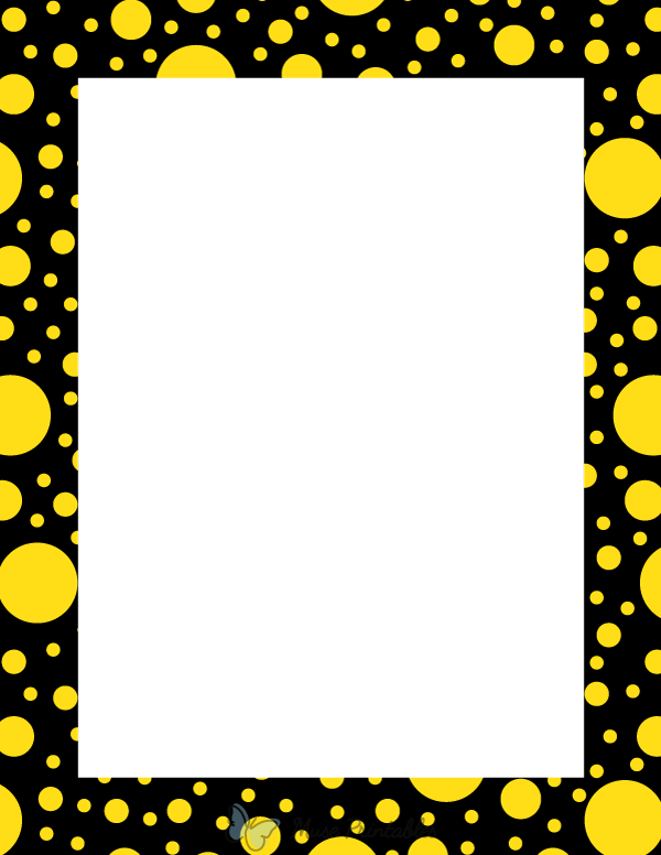 Yellow on Black Random Polka Dot Border