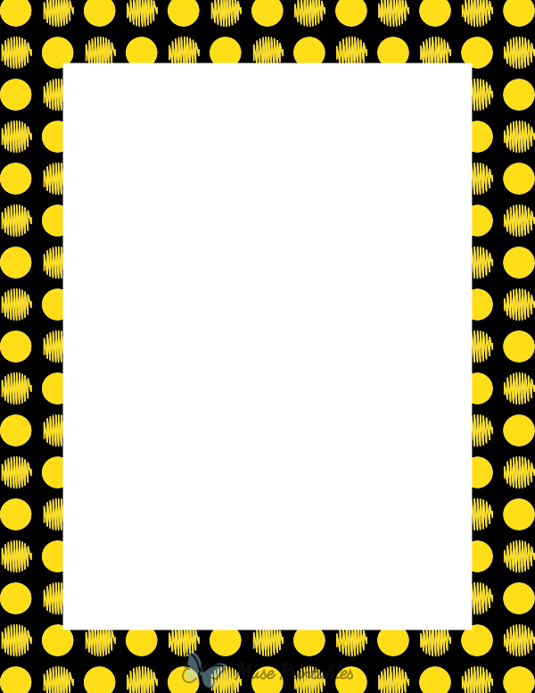 Yellow on Black Scribble Polka Dot Border