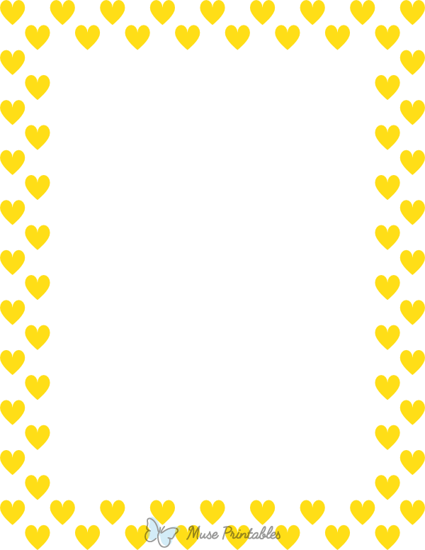 Yellow On White Heart Border