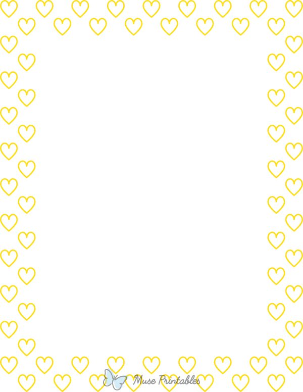 Yellow On White Heart Outline Border