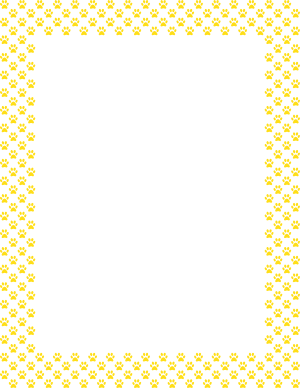 Yellow on White Mini Paw Print Border