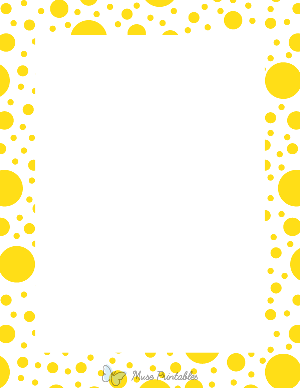 Yellow on White Random Polka Dot Border