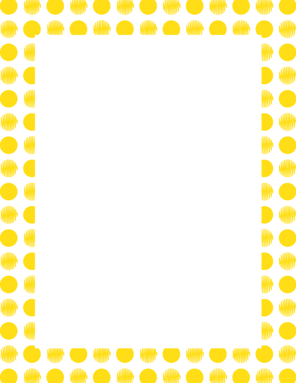 Yellow on White Scribble Polka Dot Border
