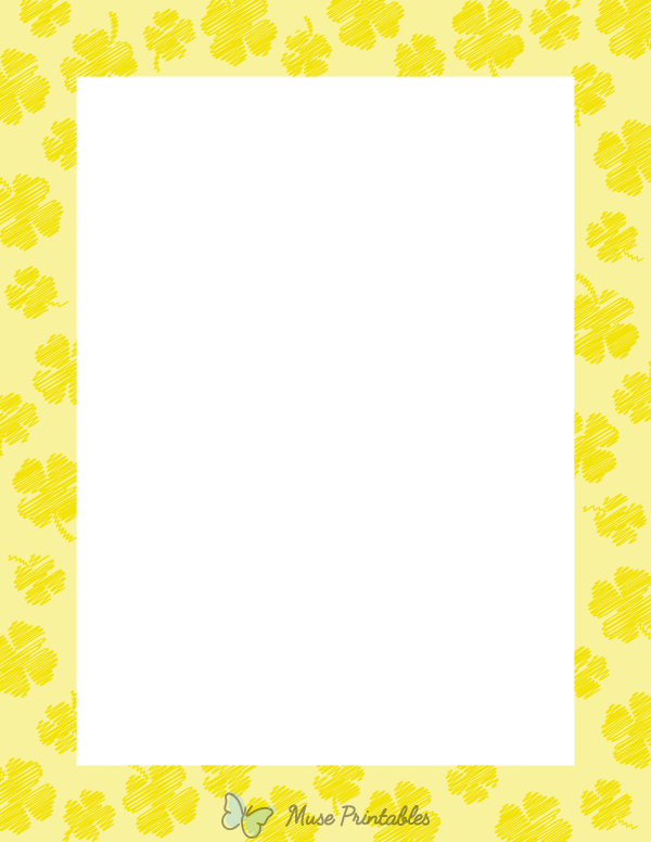 Yellow Scribble Four Leaf Clover Border
