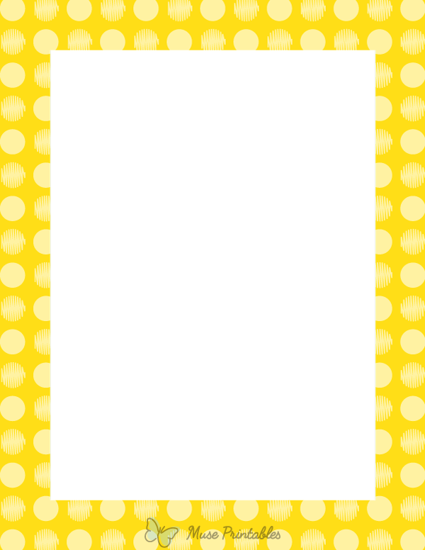 Printable Yellow Scribble Polka Dot Page Border