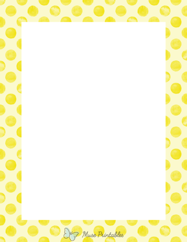 Yellow Watercolor Polka Dots Border
