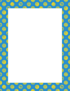 Yellow Watercolor Polka Dots on Blue Border
