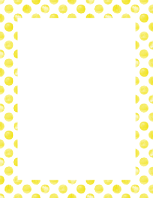 Yellow Watercolor Polka Dots on White Border