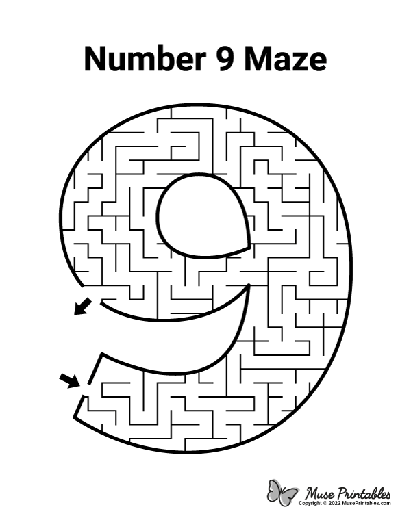 Free Printable Number 9 Maze