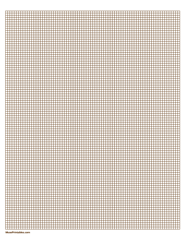 1/10 Inch Brown Graph Paper: Letter-sized paper (8.5 x 11)