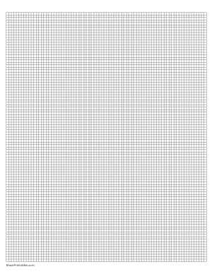 1/10 Inch Gray Graph Paper - Letter