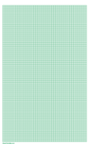 1/10 Inch Green Graph Paper - Legal