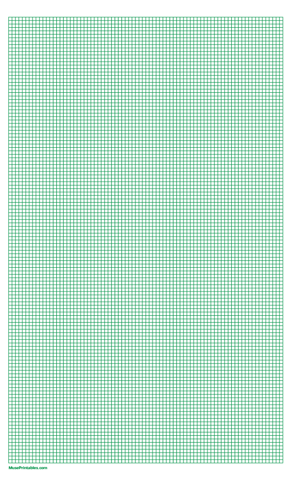 1/10 Inch Green Graph Paper: Legal-sized paper (8.5 x 14)