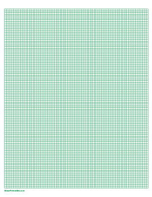 1/10 Inch Green Graph Paper - Letter