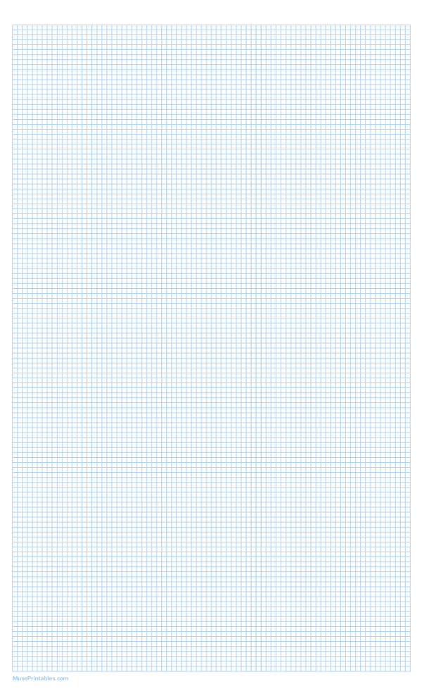 1/10 Inch Light Blue Graph Paper: Legal-sized paper (8.5 x 14)