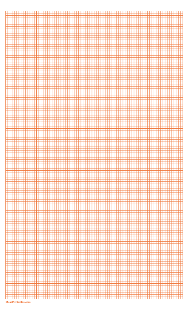 1/10 Inch Orange Graph Paper: Legal-sized paper (8.5 x 14)