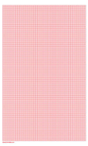 1/10 Inch Red Graph Paper - Legal