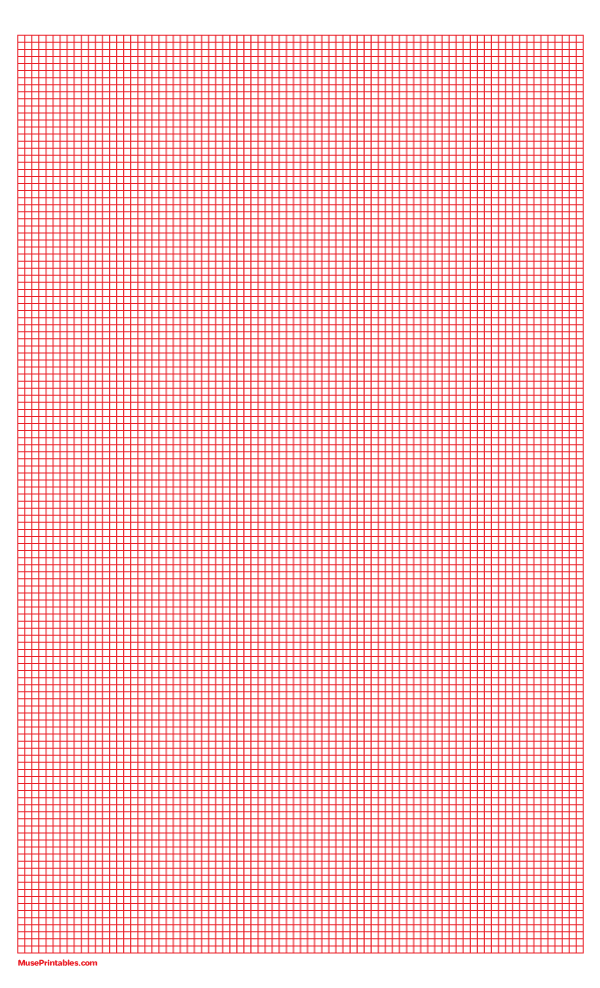 1/10 Inch Red Graph Paper: Legal-sized paper (8.5 x 14)