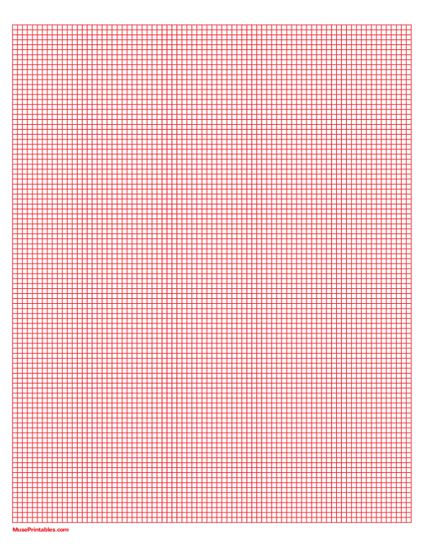 1/10 Inch Red Graph Paper: Letter-sized paper (8.5 x 11)