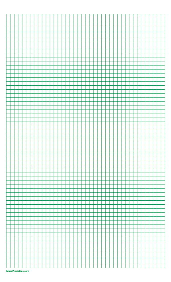 1/2 cm Green Graph Paper: Legal-sized paper (8.5 x 14)