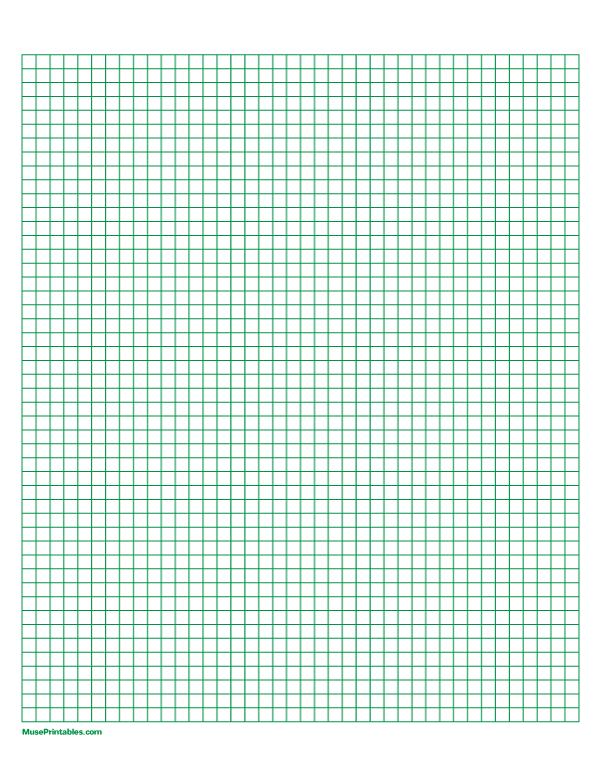 1/2 cm Green Graph Paper: Letter-sized paper (8.5 x 11)
