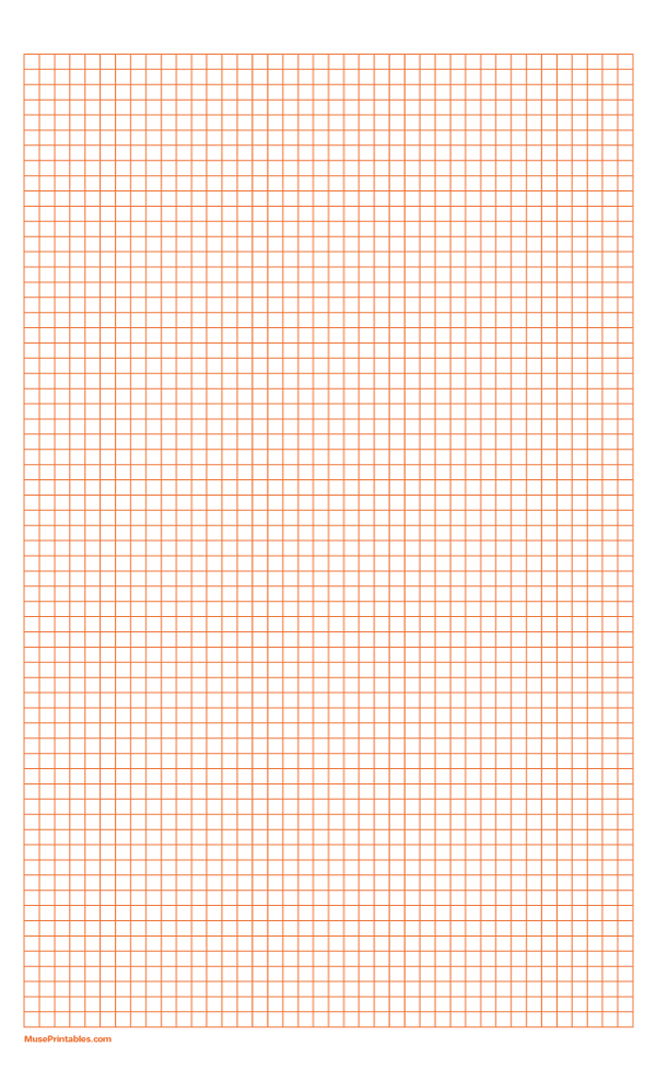 1/2 cm Orange Graph Paper: Legal-sized paper (8.5 x 14)