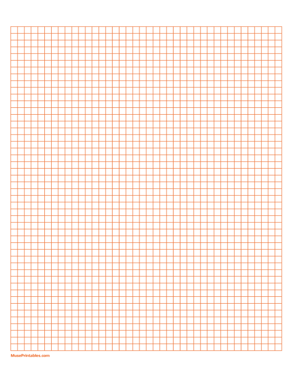 1/2 cm Orange Graph Paper: Letter-sized paper (8.5 x 11)