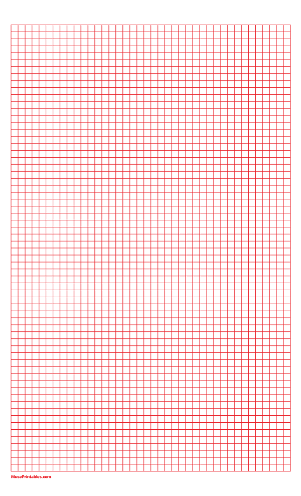 1/2 cm Red Graph Paper: Legal-sized paper (8.5 x 14)