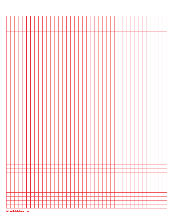 1/2 cm Red Graph Paper: Letter-sized paper (8.5 x 11)