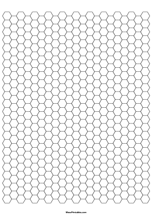 1/4 Inch Black Hexagon Graph Paper - A4