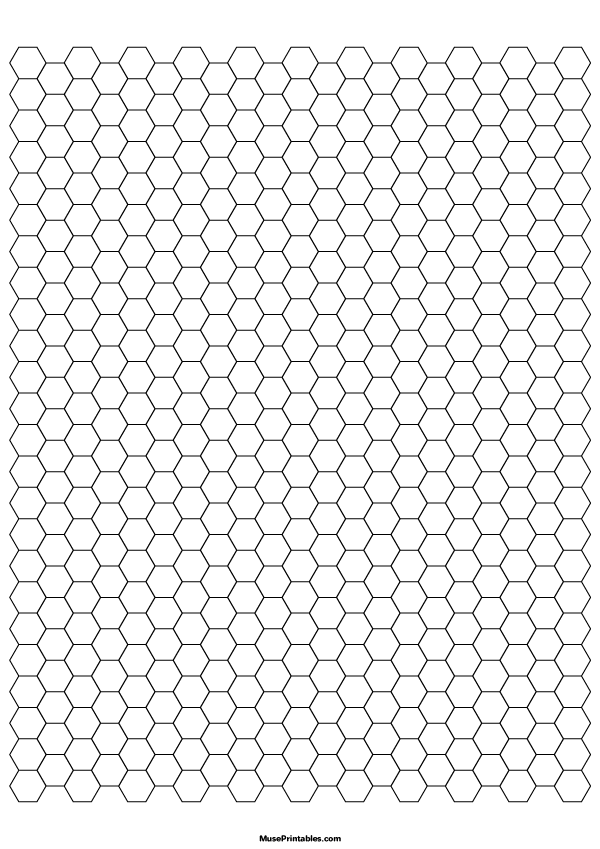 1/4 Inch Black Hexagon Graph Paper: A4-sized paper (8.27 x 11.69)